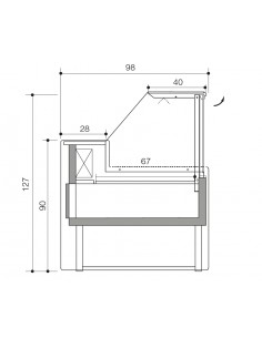 Mostrador de alimentos con vidrio recto - Estático con celda - 300 x 98 x 127 h cm 2