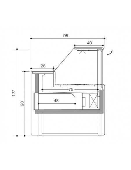 Food counter with straight glass - Ventilated with cell - cm 200 x 98 x 127 h Food counter with straight glass - Ventilated with cell - cm 200 x 98 x 127 h