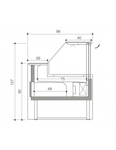 Mostrador de alimentos con vidrio recto - Ventilado con celda - 250 x 98 x 127 h cm 2