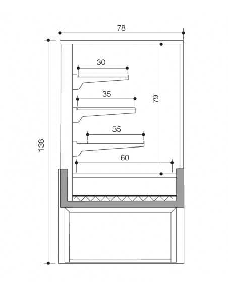 Banco alimentare - Caldo max +60 °C - cm 120 x 78 x 138 h