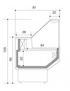 Banco alimentare con vetro dritto - Statico con cella - cm 150 x 91 x 129 h 2