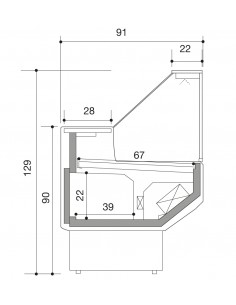 Mostrador de alimentos con vidrio recto - Ventilado con celda - cm 200 x 91 x 129 h 2