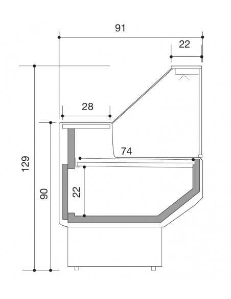 Banco de Alimentos - Vidrio recto - Neutral - cm 200 x 91 x 129 h