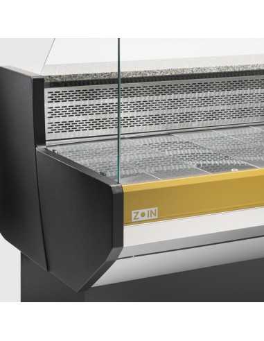 Mostrador de comida con vidrio curvado - Ventilado con celda - cm 150 x 91 x 128 h