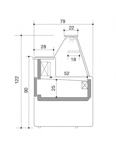 Food Bank - Straight Glass - Static with Cell - cm 200 x 79 x 122 h
