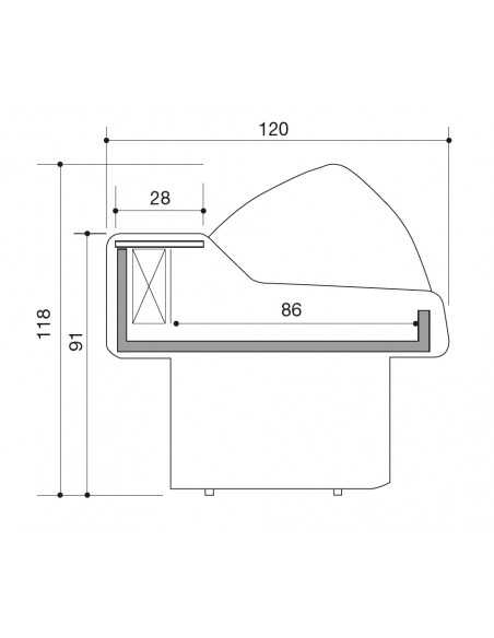 Fish Food Bank - Curved Glass - Static - cm 200 x 120 x 118 h