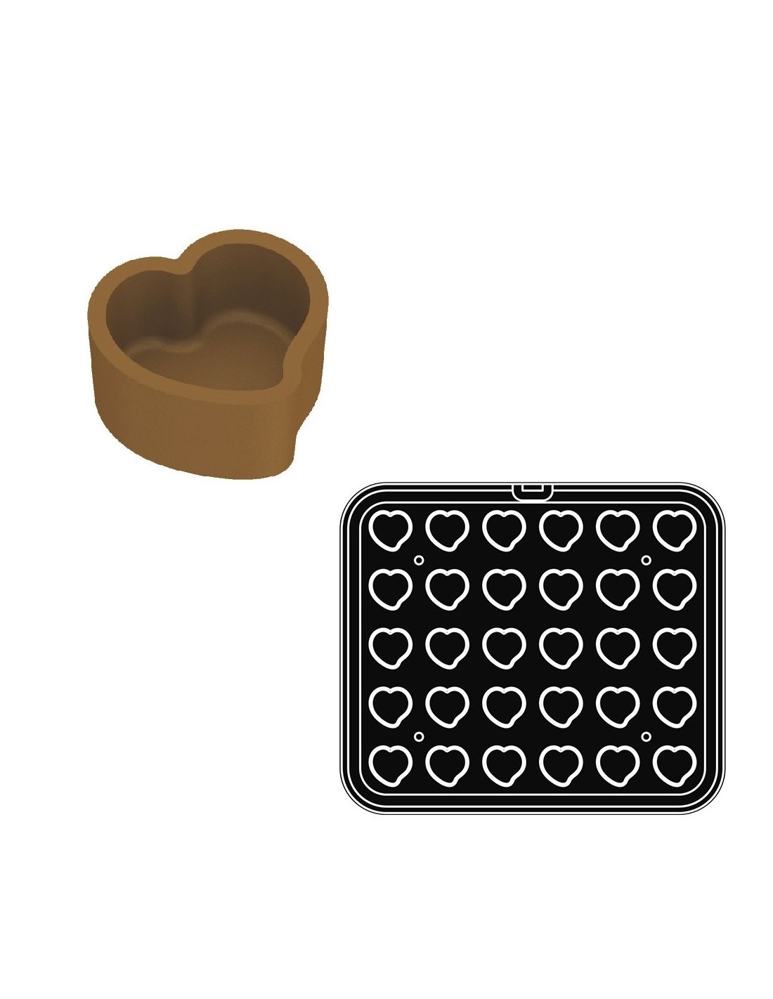 Impronte cuore 40 x 38 x 17 h mm  n°30 -   Vendibile solo con modello Cookmatic