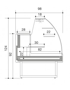 Food Bank - Curved Glass - Neutro - cm 220 x 98 x 124 h 2