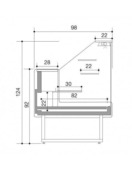 Food Bank - Straight Glass - Neutral - cm 220 x 98 x 124 h