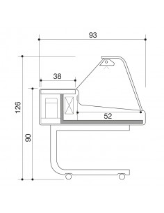 Banco alimentare -Vetro curvo - Statico - cm 150 x 93 x... 2