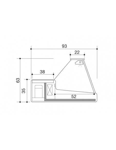 Banco de Alimentos - Vidrio recto - Estático - cm 150 x 93 x 63 h