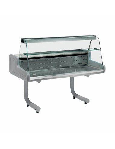 Food bank - Curved glass - Static - With wheels - cm 100 x 99 x 124 h