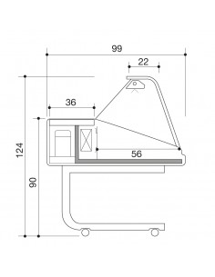 Food bank - Curved glass - Static - With wheels - cm 100... 2