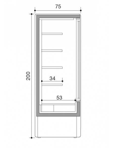 Muro refrigerado - Ventilado - Puertas deslizantes - cm 120 x 75 x 200 h