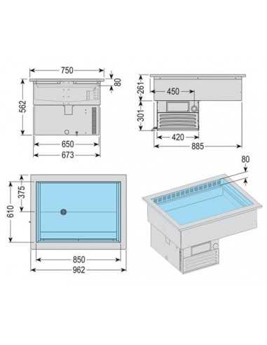 Vasca da incasso refrigerata - cm 56.2 x 75 x...