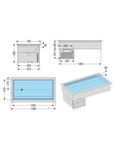 Tanque receso refrigerado - cm 56.2 x 75 x 56.2h