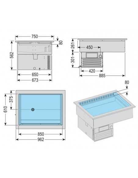 Tanque receso refrigerado - cm 96.2 x 75 x 56.2h