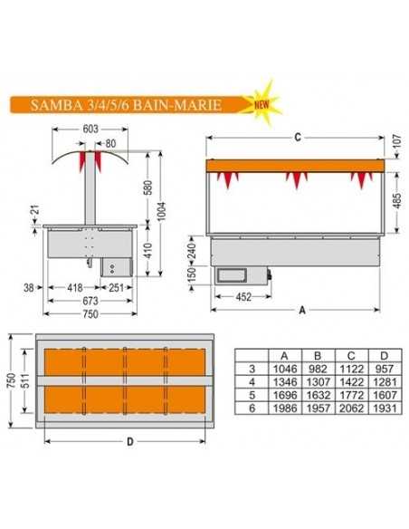 Vasca da incasso riscaldata bagnomaria - cm 206.2 x 75 x 100.4h