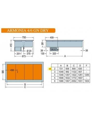 Heated recessed basin - Vaschette GN - cm 142.2...