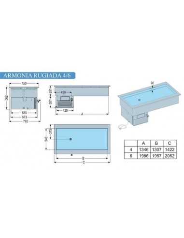 Refrigerated recessed tank - cm 142.2 x 75 x 56.2h