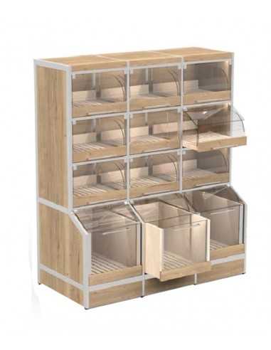 Espositore cassetti e cassettoni - 9+3 scomparti - cm 146 x 70 x 170h