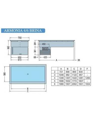 Refrigerated floor recessed basin - cm 142.2 x...