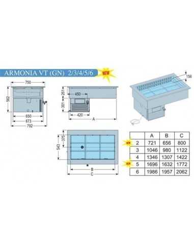 Vasca da incasso refrigerata - cm 112.2 x 75 x...