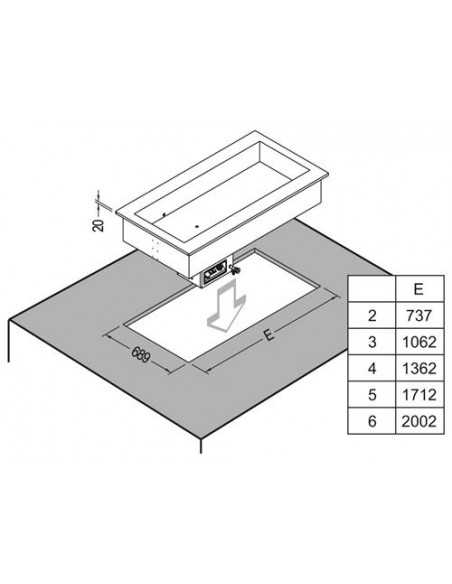 Vasca da incasso refrigerata - cm 177.2 x 75 x 56.2h