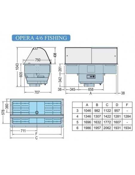 Refrigerated basin - For fish - cm 142.2 x 75 x 104.3h