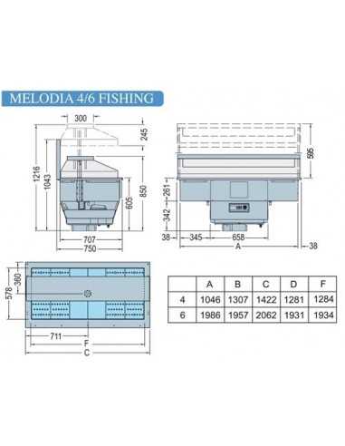 Refrigerated basin - For fish - cm 206.2 x 74.9...
