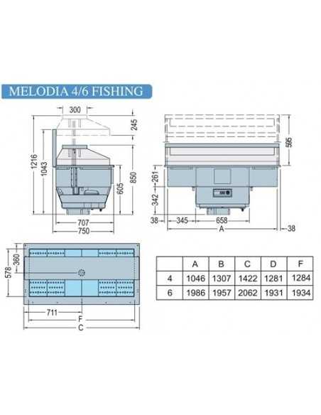 Vasca da incasso refrigerata - Per pesce - cm 206.2 x 74.9 x 117.3h