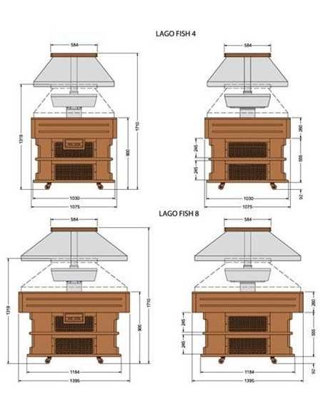 Isola espositiva per pesce - cm 140 x 140 x 171h