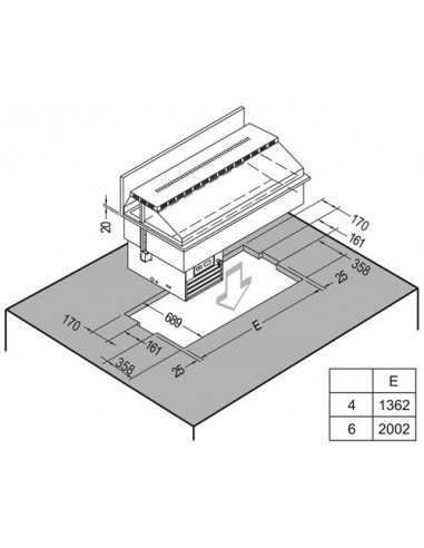 Vasca da incasso refrigerata - Pesce - cm 206.2...
