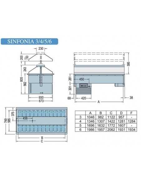Refrigerated recessed tank - Pastry or ready meals - cm 206.2 x 74.9 x115.7h