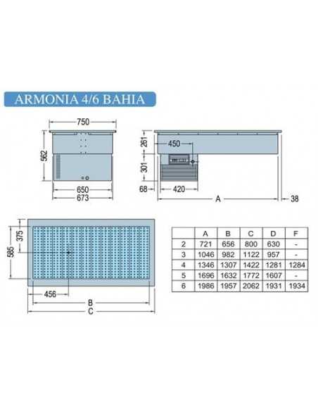 Tanque receso refrigerado - Pescado - cm 206.2 x 75 x 56.2h