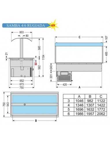 Vasca da incasso refrigerata - cm 206.2 x 75 x...