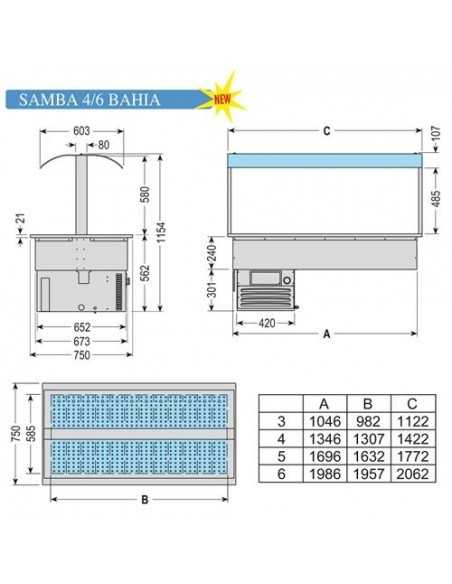 Refrigerated recessed tank - Meat and fish - cm 142.2 x 75 x 115.4h