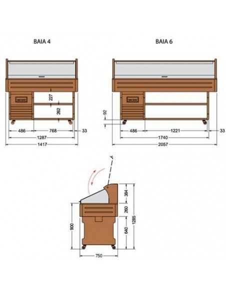 Isola espositiva per pesce - Statica - cm 206.2 x 75 x 128.5h