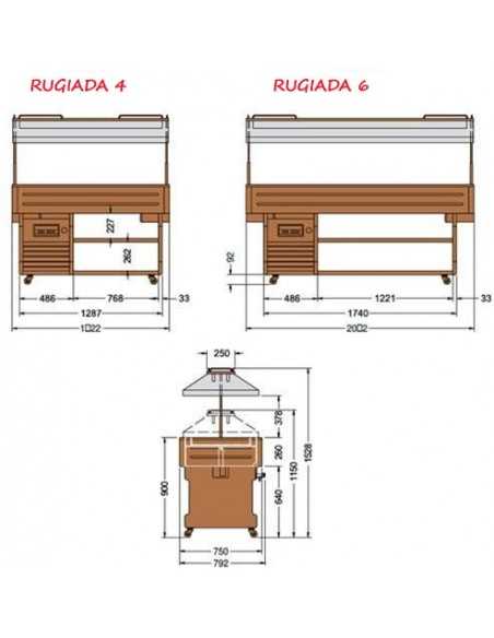 Isola buffet espositiva - Statica - cm 206.2 x 75 x 153 h
