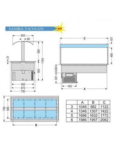 Vasca da incasso refrigerata - Vaschette GN -...
