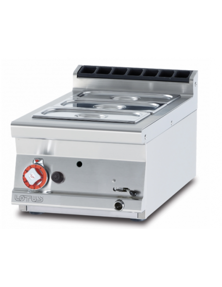 Gas Bain Marie, 19L Pasta Cooker, 13L Fryer, Fry Top, Lava Rock Grill, 4-Burner Range