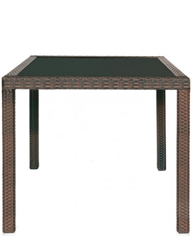 Tavolo per esterno - Struttura in alluminio - Rivestimento in piattina di polietilene - Piano in vetro temperato - Altezza 75 cm