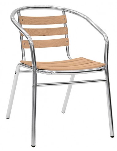 Outdoor chair - Anodized aluminium frame - Pipe Ø 25 x 1,5 mm - Oak wood slats - cm 44 x 42 x 72 h