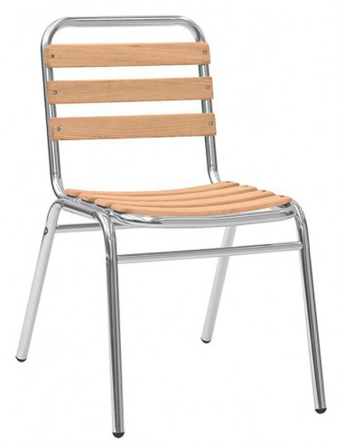 Outdoor chair - Anodized aluminium frame - Pipe Ø 25 x 1,5 mm - Oak wood slats - cm 42 x 41 x 77 h