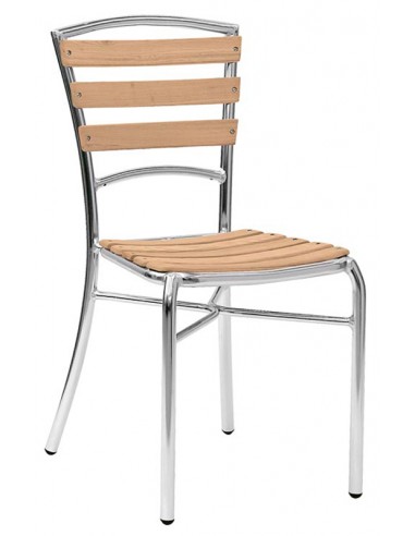 Outdoor chair - Anodized aluminium frame - Pipe Ø 25 x 1.5 mm - Oak wood slats - cm 40 x 44 x 95 h