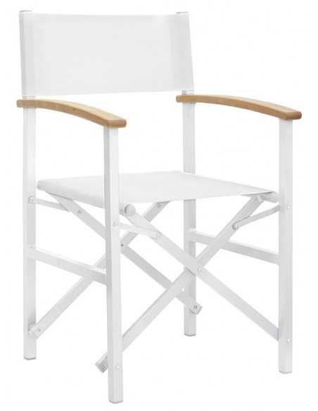 Silla para exteriores - Estructura plegable en aluminio pintado - Armarios de madera - Tejido textil - cm 43 x 44 x 91 h