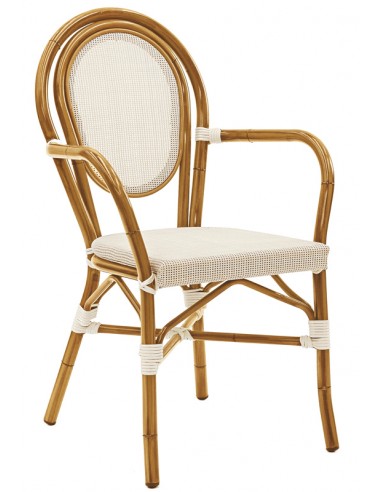 Chair for outdoor -Plastic aluminium structure with bamboo effect - Textile fabric - Dimensions cm 39 x 42 x 88h