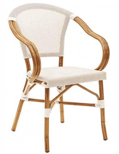 Chair for outdoor -Plastic aluminium structure with bamboo effect - Textile fabric - Dimensions cm 41 x 40 x 84h