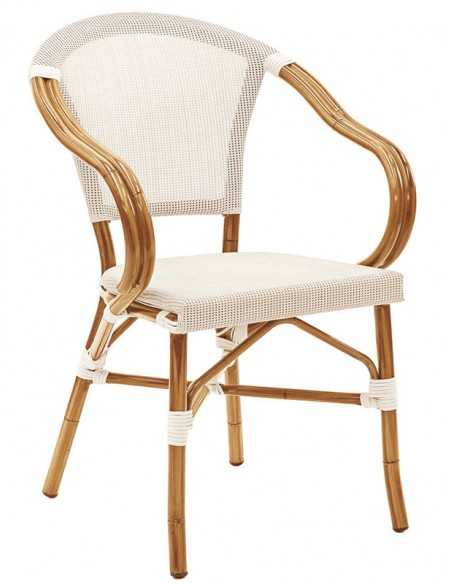 Chair for outdoor -Plastic aluminium structure with bamboo effect - Textile fabric - Dimensions cm 41 x 40 x 84h