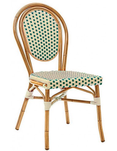 Sedia per esterno -Struttura in alluminio verniciato effetto bambù - Rivestimento in piattina di nylon - cm 39 x 42 x 89 h